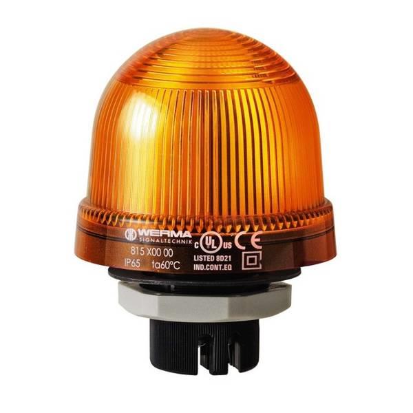 816.300.68 Werma  LED Beacon 816 230vAC 2:AMBER Permanent IP65 iø37 Panel Mounting